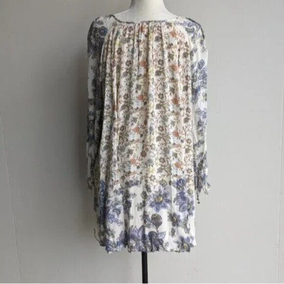 Free People Lucky Loosey Floral Peasant Boho Cottagecore Babydoll Dress - Picture 6 of 10